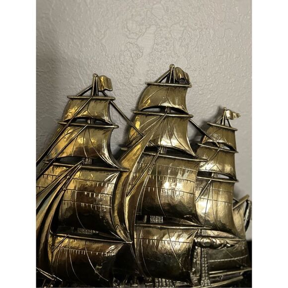 Vintage Syroco Homco #4261 Mid Century Wall Plaque Sailing Ship 12" h - Picture 6 of 9